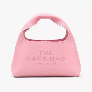 Marc Jacobs Ribbon Pink Pebbled Leather Mini Sack Bag with Zip Pouch